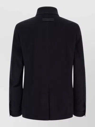 Zegna Il Conte Tailored Jacket Stand Collar In Blue