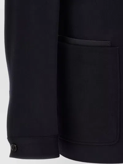 Zegna Il Conte Tailored Jacket Stand Collar In Blue