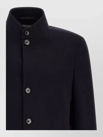 Zegna Il Conte Tailored Jacket Stand Collar In Blue