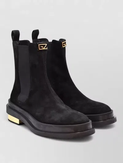 Giuseppe Zanotti Suede Ankle Boots Chunky Sole Elastic Panels In Black