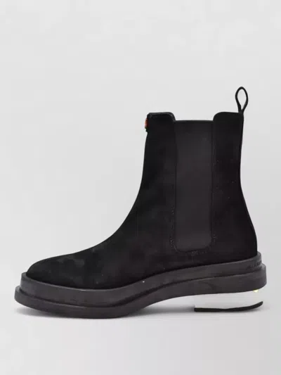 Giuseppe Zanotti Suede Ankle Boots Chunky Sole Elastic Panels In Black