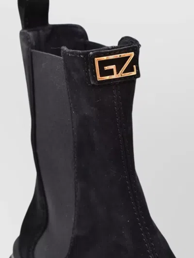 Giuseppe Zanotti Suede Ankle Boots Chunky Sole Elastic Panels In Black