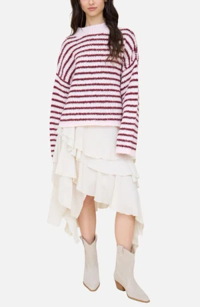 Blu Pepper Stripe Mock Neck Sweater In Multi