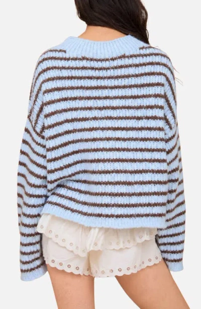 Blu Pepper Stripe Mock Neck Sweater In Multi
