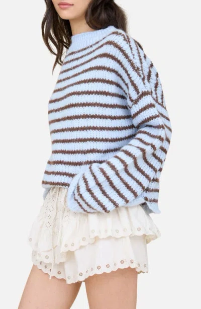 Blu Pepper Stripe Mock Neck Sweater In Multi