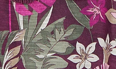 Ruby Rd. Ruby Rd Tropical Print Slub Top In Grape Wine Multi