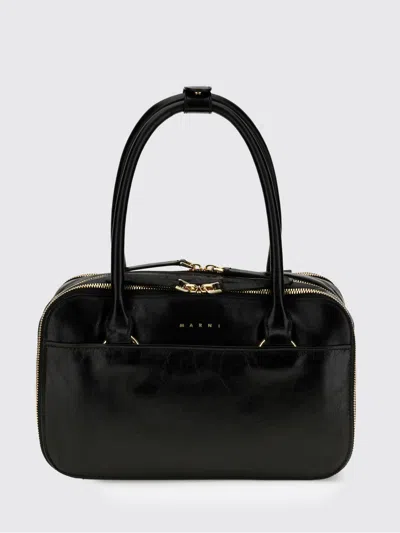 Marni Black Calf Leather Bos Taurus Handbag In Purple
