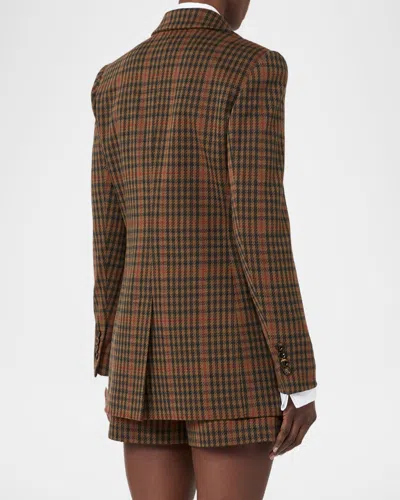 Max Mara Mxmgalgosce Houndstooth Wool And Cotton-blend Blazer In Tobacco