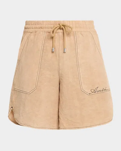 Amiri Script Shorts In Neutral