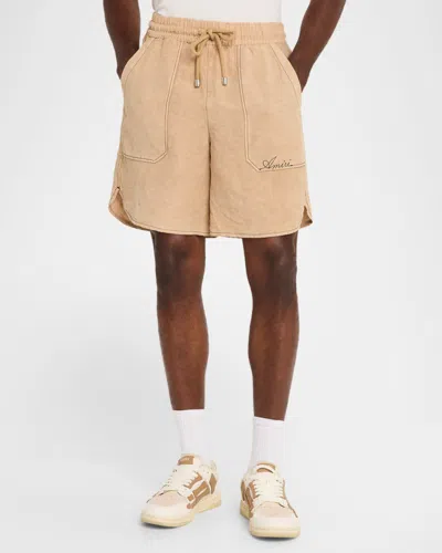 Amiri Script Shorts In Neutral