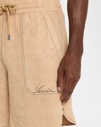 Amiri Script Shorts In Neutral