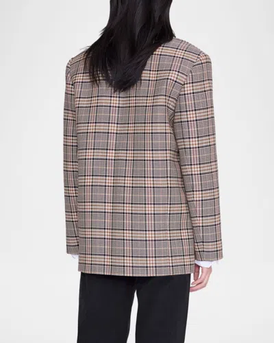Anine Bing Quinn Check-pattern Single-breasted Blazer In Multi