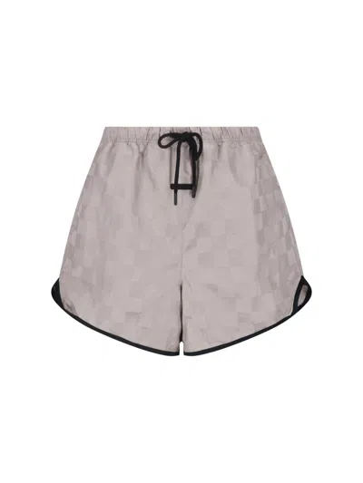Essentials Check-pattern Drawstring Shorts In Grey