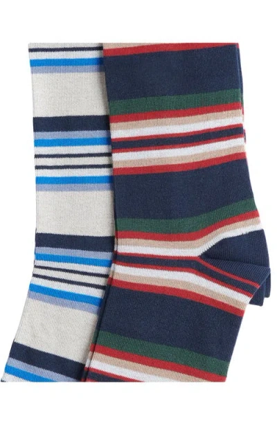 Barbour Assorted 2-pack Summer Stripe Cotton Blend Dress Socks In Multi