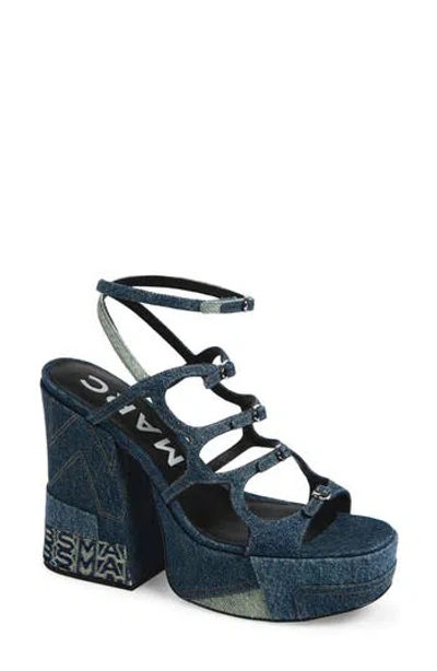 Marc Jacobs Kiki 125 Deconstructed Denim Platform Sandals In Blue
