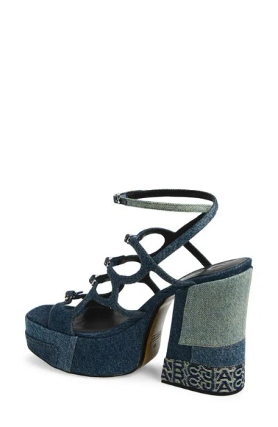 Marc Jacobs Kiki 125 Deconstructed Denim Platform Sandals In Blue