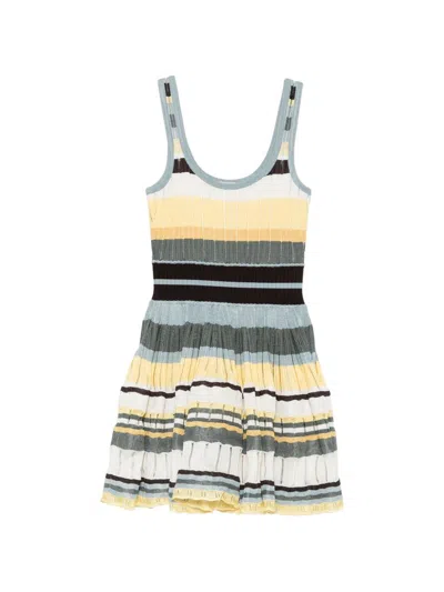 Alaïa Womens Scoop-neck Crinoline Ribbed-knit Mini Dress Multicolor Jaune In Multi