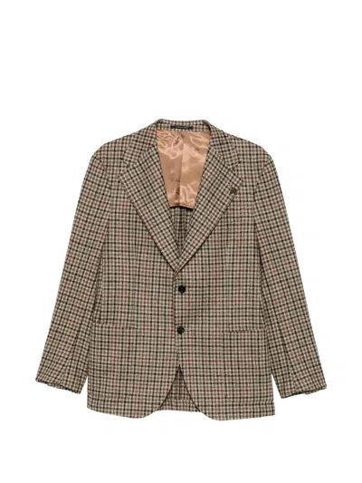 Gabriele Pasini Check-pattern Peak-lapels Blazer In Brown