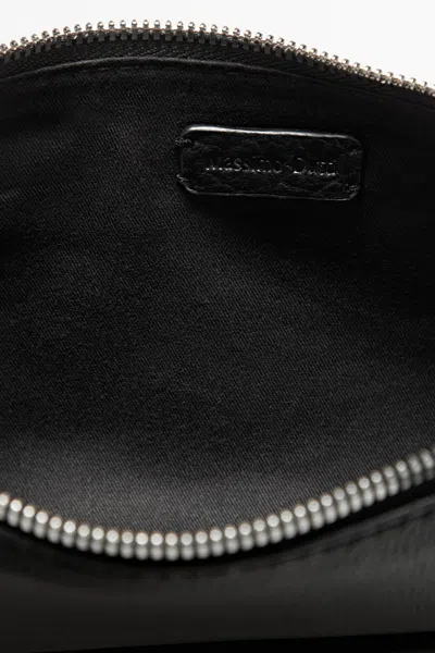 Massimo Dutti Mini Leather Shoulder Bag In Black