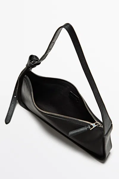 Massimo Dutti Mini Leather Shoulder Bag In Black