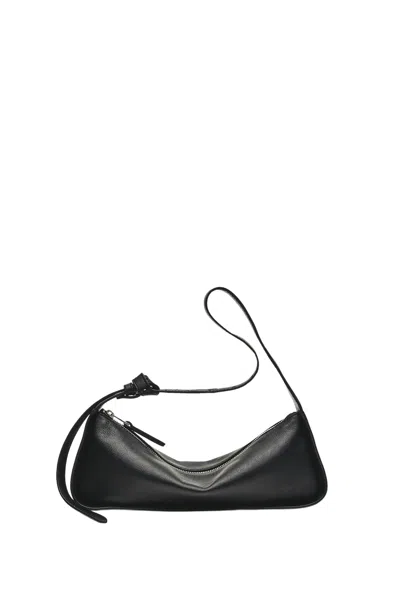 Massimo Dutti Mini Leather Shoulder Bag In Black