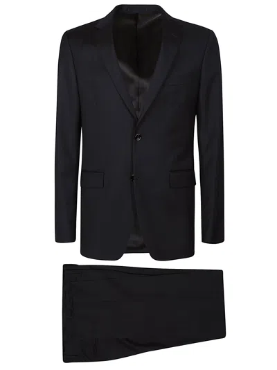 Lardini Black Soiree Virgin Wool Suit In Multi