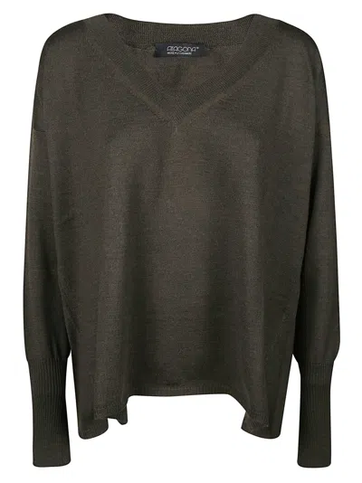Aragona Oversized Virgin Wool V-neck Sweater In Black