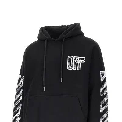 Off-white Motion Arrow Skate Black Cotton Hoodie With Distinctive Graphic Prints In Black