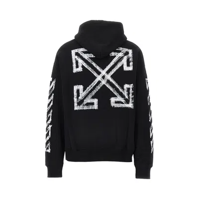 Off-white Motion Arrow Skate Black Cotton Hoodie With Distinctive Graphic Prints In Black