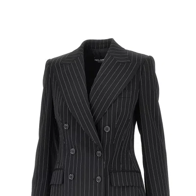 Dolce & Gabbana Pinstriped Wool Double-breasted Jacket In Multi