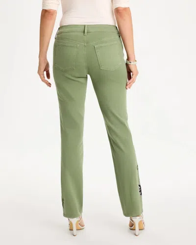 Chico's Embellished Pull-on Straight Jeans In Fresh Eucalyptus In Fresh Eucalyptus
