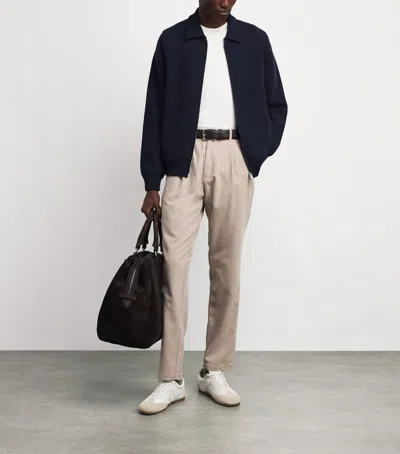 Lardini Wool-blend Zip-up Overshirt In Blue