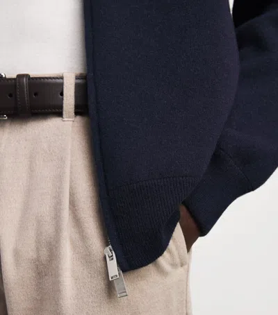Lardini Wool-blend Zip-up Overshirt In Blue