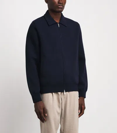 Lardini Wool-blend Zip-up Overshirt In Blue