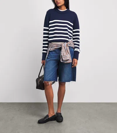 With Nothing Underneath Cotton Devon Sweater In Blue