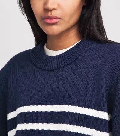 With Nothing Underneath Cotton Devon Sweater In Blue