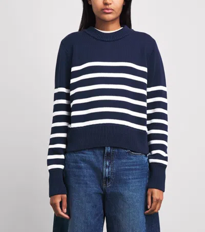 With Nothing Underneath Cotton Devon Sweater In Blue