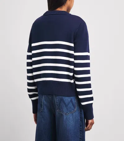 With Nothing Underneath Cotton Devon Sweater In Blue