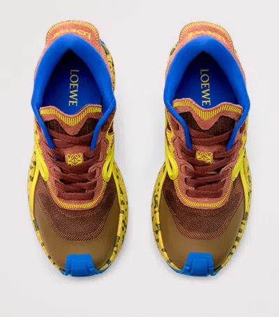 Loewe Pogo Logo-detailed Suede-trimmed Knitted Sneakers In Multi