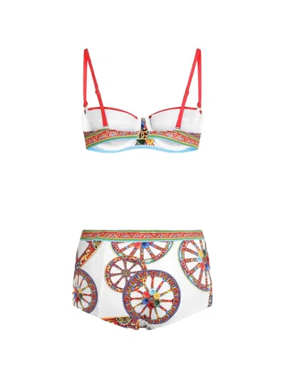 Dolce & Gabbana Carretto-print Balconette Bikini In Multi