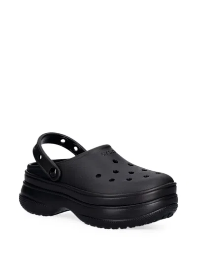Crocs Perforated Platform Clogs In Black