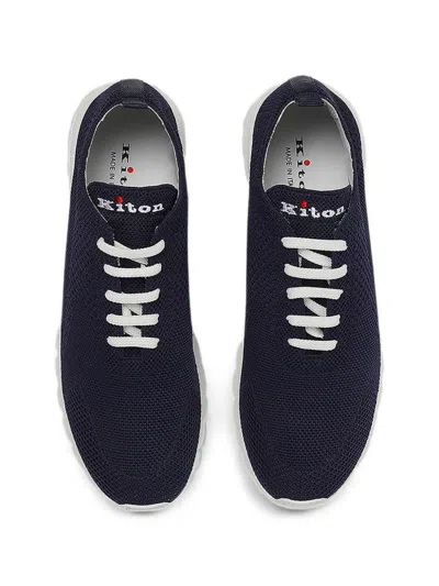 Kiton Front-lace Sneakers In Blue