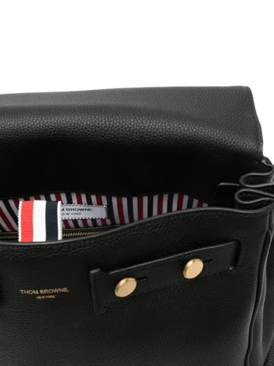 Thom Browne Bolton Pebbled-leather Push-lock Backpack In Black
