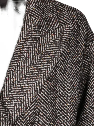 Tagliatore Herringbone-pattern Linden Coat In Gray
