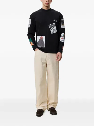 Les Deux Stamp-print Sweater In Black