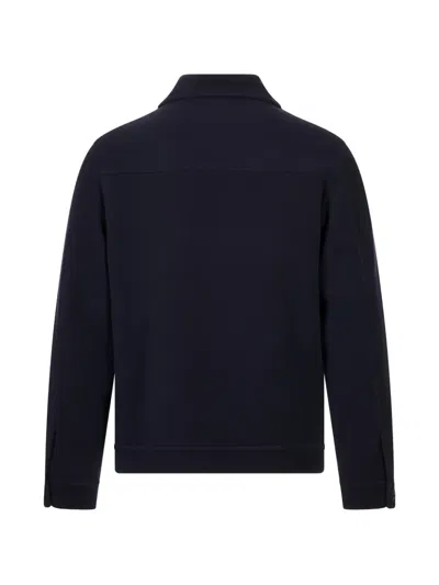Fedeli Long-sleeve Collared Jacket In Blue