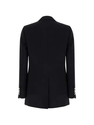 Plain Double-breasted Blazer In Blue