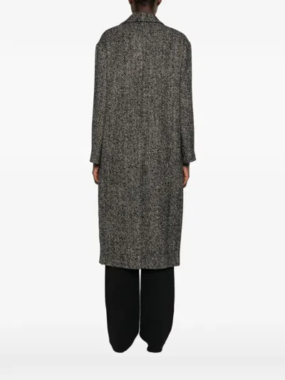 Tagliatore Double-breasted Houndstooth Coat In Brown