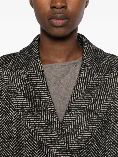 Tagliatore Double-breasted Houndstooth Coat In Brown