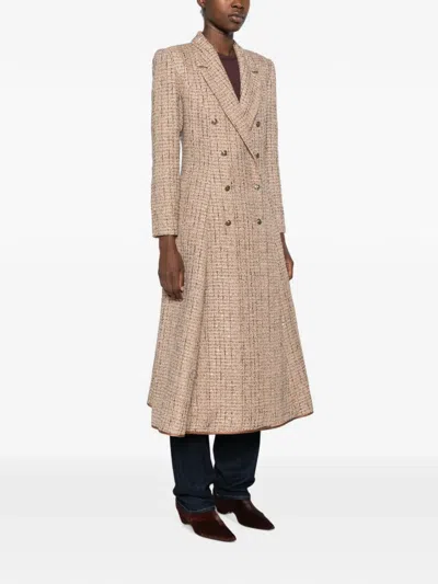 De Santis Peak-lapel Double-breasted Coat In Brown